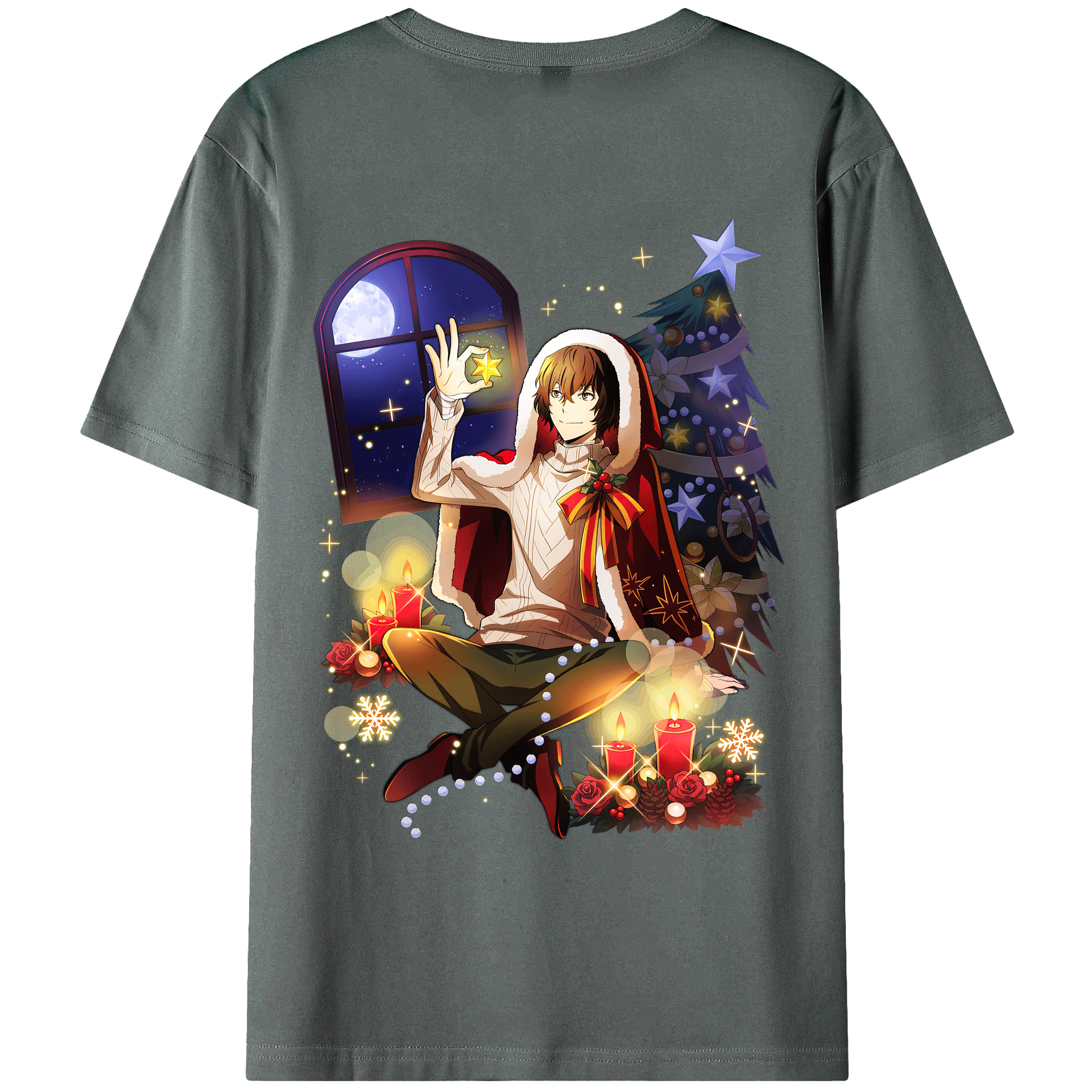 （画像用） 文豪ストレイドッグス Bungo Stray Dogs 綿100％ メンズ半袖Tシャツ（バックプリント） 通気性